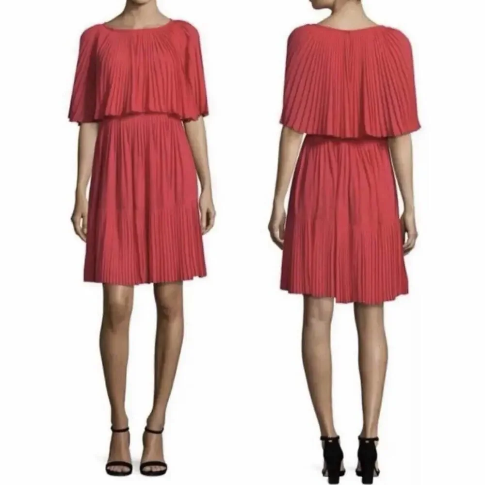 Kate Spade Pleated Cape Dress Persimmon Grove Size 0 NWT